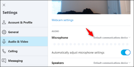 عدم کارکرد میکروفون در ویندوز 10, تنظیمات صدا در اسکایپ