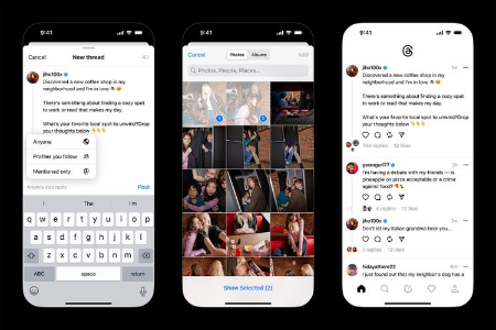 برنامه Threads, Threads اینستاگرام چیست,ایجاد یک موضوع جدید و افزودن عکس به یک پست در Threads