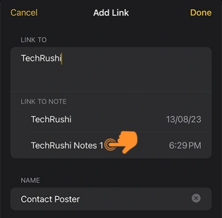نحوه ایجاد هایپرلینک در notes آیفون, اضافه کردن لینک به Notes