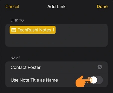 نحوه ایجاد هایپرلینک در notes آیفون, اضافه کردن لینک به Notes