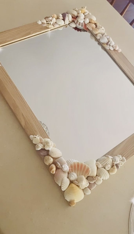 تزیین آینه با صدف,ایده تزیین آینه با صدف