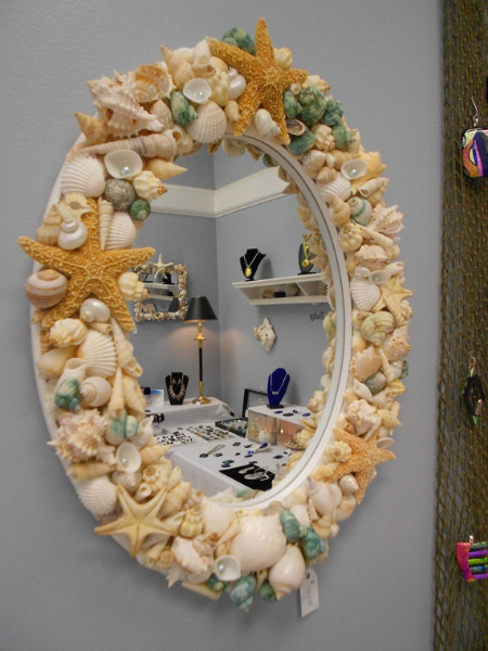 تزیین آینه با صدف,ایده تزیین آینه با صدف